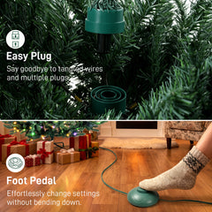HOMCOM 6ft Prelit Christmas Tree, Colorado Blue Spruce, Easy Plug, Hinged Xmas Tree with Warm White & Multi-Color LED Lights