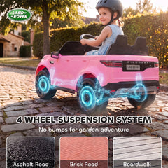 Qaba 12V Electric Car for Kids, Licensed Land Rover Ride on Car with Parent Remote, Soft Start, 4 Wheel Suspension, Pink