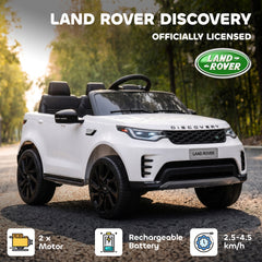 Qaba 12V Electric Car for Kids, Licensed Land Rover Ride on Car with Parent Remote, Soft Start, 4 Wheel Suspension, White