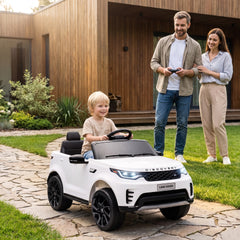 Qaba 12V Electric Car for Kids, Licensed Land Rover Ride on Car with Parent Remote, Soft Start, 4 Wheel Suspension, White