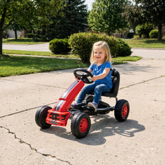 Qaba Lightweight Pedal Go Kart with Steering Wheel, Go Cart Ride on Toy with Adjustable Seat for 3+ Years, Red