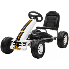 Qaba Lightweight Pedal Go Kart with Steering Wheel, Go Cart Ride on Toy with Adjustable Seat for 3+ Years, White