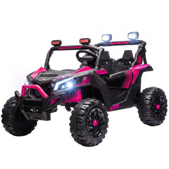 Qaba 24V 2 Seater Ride On Truck Car for Big Kids with Remote Control, Dual Motors, 4-Wheel Suspension for Ages 3-8, Pink