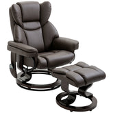 HOMCOM Massage Recliner Chair with Footrest, Swivel Armchair, Wrapped Wood Base, 10 Massage Points, Faux Leather, Brown