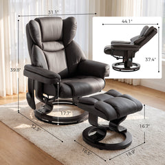 HOMCOM Massage Recliner Chair with Footrest, Swivel Armchair, Wrapped Wood Base, 10 Massage Points, Faux Leather, Brown
