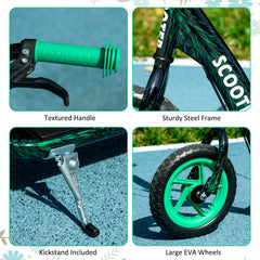 Qaba Kids Scooter with Adjustable Handlebar, Kids Kick Scooter with Non-slip Footplate, Rear Brake, 12" EVA Wheels, Green