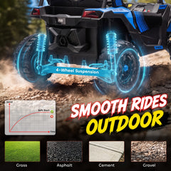 Qaba 24V 2 Seater Ride On Truck Car for Big Kids with Remote Control, Dual Motors, 4-Wheel Suspension for Ages 3-8, Blue