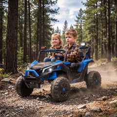 Qaba 24V 2 Seater Ride On Truck Car for Big Kids with Remote Control, Dual Motors, 4-Wheel Suspension for Ages 3-8, Blue