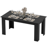 HOMCOM 63" Dining Table for 4-6 People, Modern Rectangular Kitchen Table for Dining Room, Living Room, Black Wood Effect