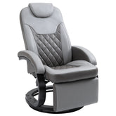 HOMCOM Faux Leather Manual Recliner, Swivel Lounge Chair with Adjustable Backrest, Footrest and Round Base, Gray