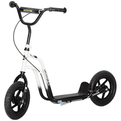 Qaba Kids Scooter, Lightweight Scooter with Adjustable Handlebar, Rear Brake, Kickstand, 12" EVA Wheels, for 5-12 Y, White