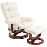 HOMCOM Swivel Recliner with Ottoman Massage, Recliner Chair and Ottoman, Faux Leather Reclining Chair with Remote, Cream White