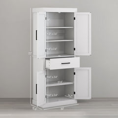 HOMCOM 72" Tall Kitchen Cabinet, Kitchen Pantry Cabinet with Barn Doors, Drawer, 5-Tier Shelf and Adjustable Shelves, White