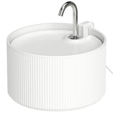 PawHut Ceramic Cat Water Fountain, 2.2L/74oz Pet Water Fountain with Ultra-Quiet Pump, 4-Layer Filtration, Faucet, White