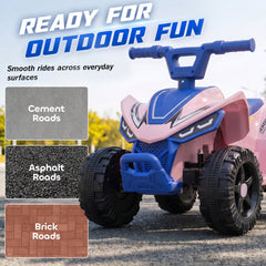 Qaba Kids ATV, 6V Battery Powered Kids Quad with 4 Wheeler, Handlebar Button Control, Max 1.2MPH, Max 55lbs Load, Blue