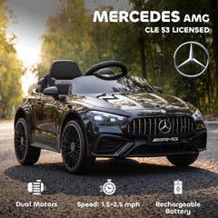 Qaba 12V Electric Car for Kids Licensed Mercedes AMG CLE 53 with Remote, Suspension, Lights, Music for 37-72 Months, Black