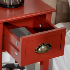 HOMCOM 2-Tier Nightstand, Side Table with Drawer and Shelf for Living Room or Bedroom, Set of 2, Red