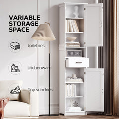 69" H Tall Bathroom Storage Cabinet with 2 Barn Doors and 1 Drawer, Narrow Storage Unit, Adjustable Shelves,Floor Cabinet for Bathroom, Living Room, Entryway,Kitchen,(White)