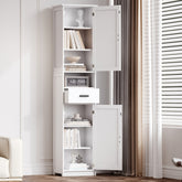 69" H Tall Bathroom Storage Cabinet with 2 Barn Doors and 1 Drawer, Narrow Storage Unit, Adjustable Shelves,Floor Cabinet for Bathroom, Living Room, Entryway,Kitchen,(White)