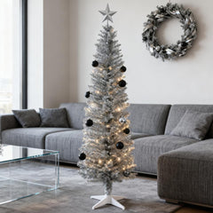 Slim Xmas Tree,Artificial Pencil Christmas Tree,with 390 Realistic Branch Tips and Plastic Stand