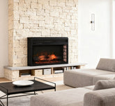 Retro Recessed Fireplace Heater with Realistic Log Flame,Electric Fireplace Insert,Remote Control,and Adjustable Brightness