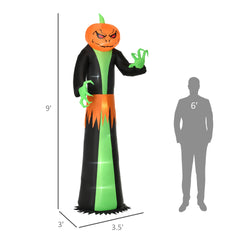 Halloween Inflatables Outdoor Decorations Pumpkin Head Ghost, Blow Up LED Yard Decor for Garden, Lawn, Party, Holiday, Waterproof