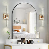 17"(H) Contemporary Crystal Wall Light, Gold Plating Finish with Bubble Crystal, 2-Light Sconce for Bathroom, Bedroom, Hallway – Modern Indoor Lighting Fixture