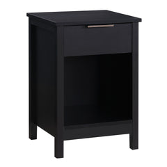 Nightstand with Drawer,3-Tier End Side Table with Storage Drawer and Shelf,Modern Bedside Night Stand for Bedroom, Living Room-Retro Black