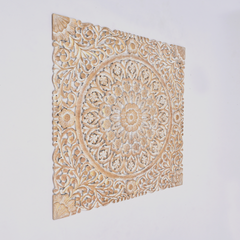 Wooden Floral Hand Carved Mandala Square Wall Decor-48X48"