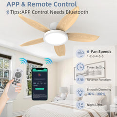 42-inch eye-friendly light source Woodgrain finish blades High airflow Insert blades ABS plastic blades ceiling fan light