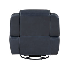 Modern Blue Swivel Glider Reclining Chair, Breathable Faux Leather Upholstery Living Room Furniture 1pc