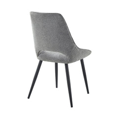 Modern Dining Furniture Gray Velvet Upholstery Side Chairs 2pc Set Black Metal Legs