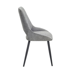 Modern Dining Furniture Gray Velvet Upholstery Side Chairs 2pc Set Black Metal Legs