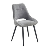 Modern Dining Furniture Gray Velvet Upholstery Side Chairs 2pc Set Black Metal Legs