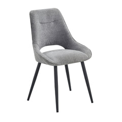 Modern Dining Furniture Gray Velvet Upholstery Side Chairs 2pc Set Black Metal Legs