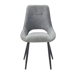 Modern Dining Furniture Gray Velvet Upholstery Side Chairs 2pc Set Black Metal Legs