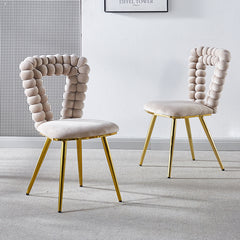 Modern chair(set of 2 ) with iron tube legs, soft cushions and comfortable backrest, suitable for dining room, living room, cafe,hairball back