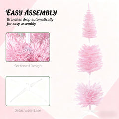 Festive Pink Pencil Christmas Tree,Perfect for Cozy Snowy Decor & Chic Holiday Vibe