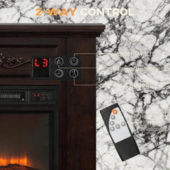 Freestanding Heater with LED Log Flame,Electric Fireplace with Mantel,Overheat Protection and Remote Control