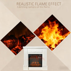 Elegant Electric Fireplace with Floral Carving - Realistic Flame Effect Heater for Cozy Room Ambiance