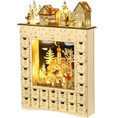 Christmas Advent Calendar,Countdown to Christmas Table Decoration with Lights, Battery Operated