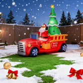 Inflatable Santa Truck with Lit Christmas Tree – Eye-Catching Outdoor Christmas Decor for Your Yard