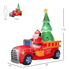 Inflatable Santa Truck with Lit Christmas Tree – Eye-Catching Outdoor Christmas Decor for Your Yard