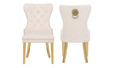 Simba Traditional style Gold 2 Piece Dinning Chair Finish with Velvet Fabric in Beige