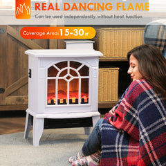 HOMCOM Electric Fireplace Heater, Freestanding Fireplace Stove with Realistic Flames Overheating Protection 750W/1500W, White