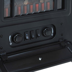 HOMCOM Fireplace Stove, Electric Fireplace Heater with Realistic LED Flames and Logs, 725W/1450W, Black