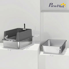 PawHut Extra Large Stainless Steel Cat Litter Box with Scoop & Pad, Anti-Urine Leakage, Easy Cleaning, Non-Sticky