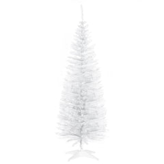 HOMCOM 5' Artificial Pencil Christmas Tree, Slim Xmas Tree with 294 Realistic Branch Tips and Plastic Stand, White