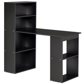 HOMCOM Computer Desk with 6-Tier Storage Shelves, Writing Desk Workstation with Bookshelf for Home Office, Black