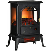 HOMCOM 23" Electric Infrared Fireplace Stove, Freestanding Fire Place Heater with Realistic Log Flame, Adjustable Temperature, Timer, 1000W/1500W, Black